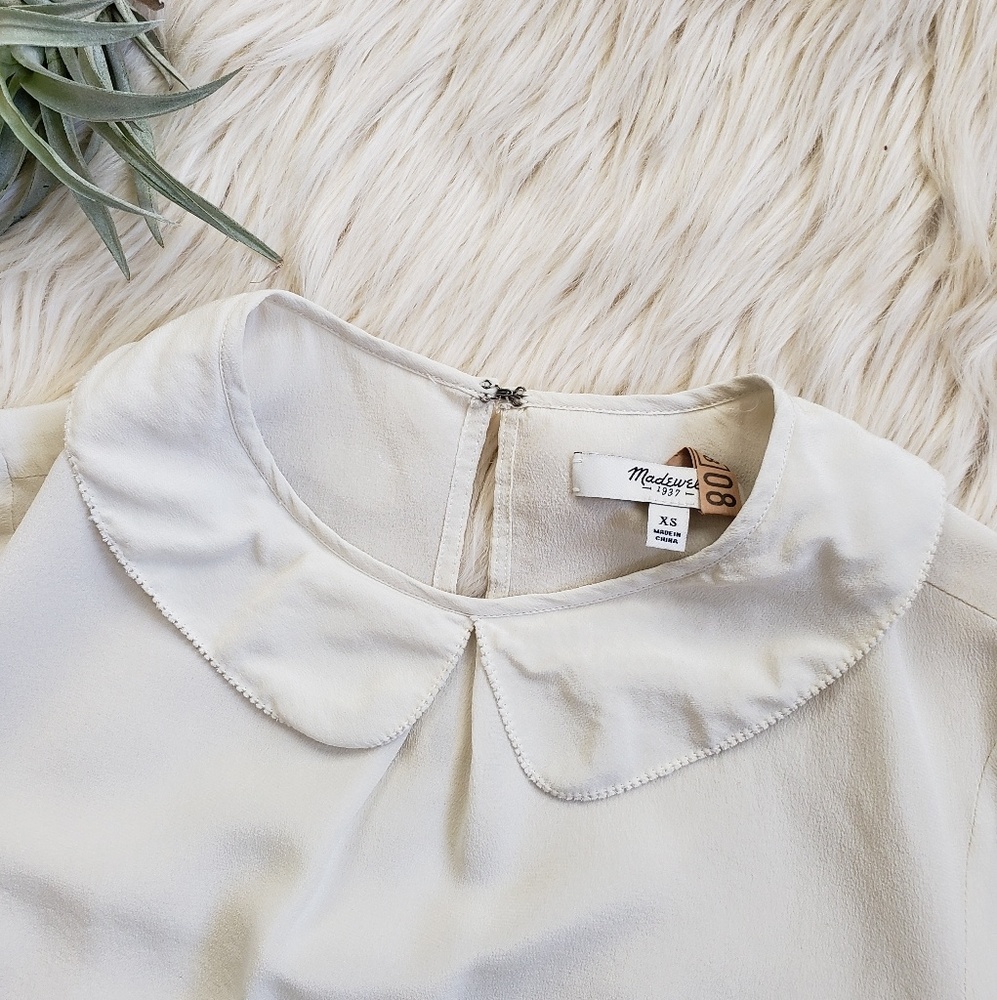 Madewell cream silk peter pan collar top XS - Picture 1 of 6